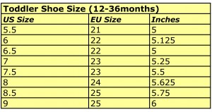 toddler size chart